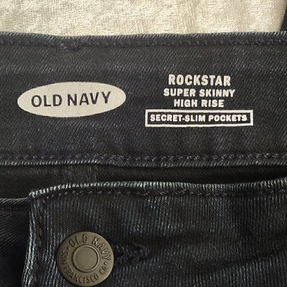 Old Navy RockStar Super Skinny High Rise Deep Blue Jeans Size 14 Short NWOT - Picture 8 of 9